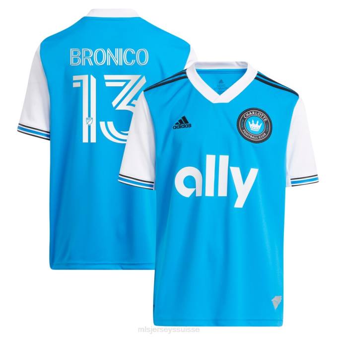 MLS Jerseys enfants maillot de joueur réplique charlotte fc brandt bronico adidas bleu 2023 nouvellement créé XXTX1158 Jersey