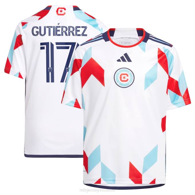 MLS Jerseys enfants Chicago Fire Brian Gutierrez adidas blanc 2023 un kit pour tous les maillots de joueur réplique XXTX639 Jersey