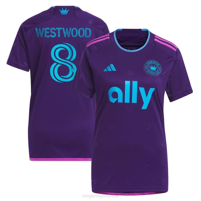 MLS Jerseys femmes charlotte fc ashley westwood adidas violet 2023 couronne joyau kit réplique maillot XXTX787 Jersey