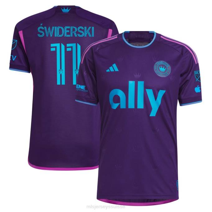 MLS Jerseys Hommes charlotte fc karol swiderski adidas violet 2023 kit joyau de la couronne maillot authentique XXTX523 Jersey