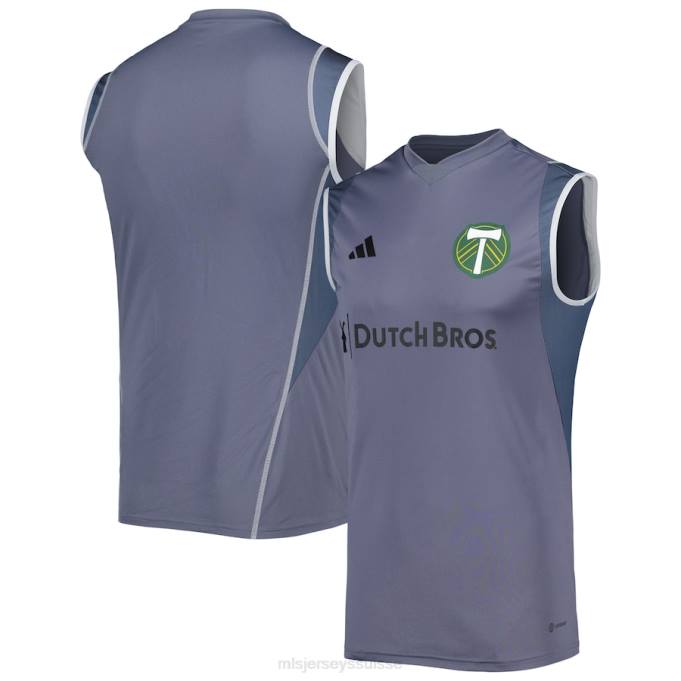 MLS Jerseys Hommes maillot d'entraînement sans manches sur le terrain Portland Timbers adidas gris 2023 XXTX614 Jersey