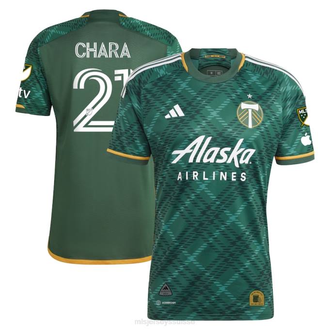 MLS Jerseys Hommes Portland Timbers Diego Chara adidas vert 2023 Portland Plaid Kit maillot authentique XXTX652 Jersey
