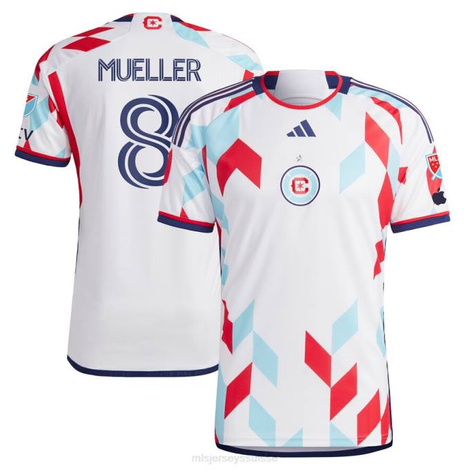 MLS Jerseys Hommes chicago fire chris mueller adidas blanc 2023 un kit pour tous les maillots de joueur authentiques XXTX800 Jersey