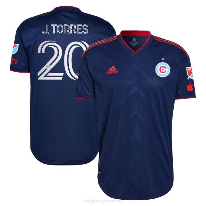 MLS Jerseys Hommes chicago fire jairo torres adidas bleu 2023 kit château d'eau maillot de joueur authentique XXTX1339 Jersey