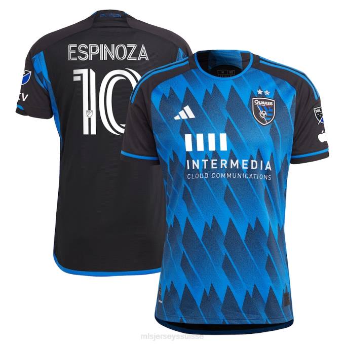MLS Jerseys Hommes tremblements de terre de san jose cristian espinoza adidas bleu 2023 maillot de défaut actif maillot authentique XXTX959 Jersey