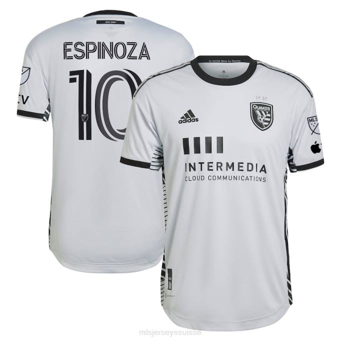 MLS Jerseys Hommes tremblements de terre de san jose cristian espinoza adidas gris 2023 le kit créateur maillot de joueur authentique XXTX830 Jersey