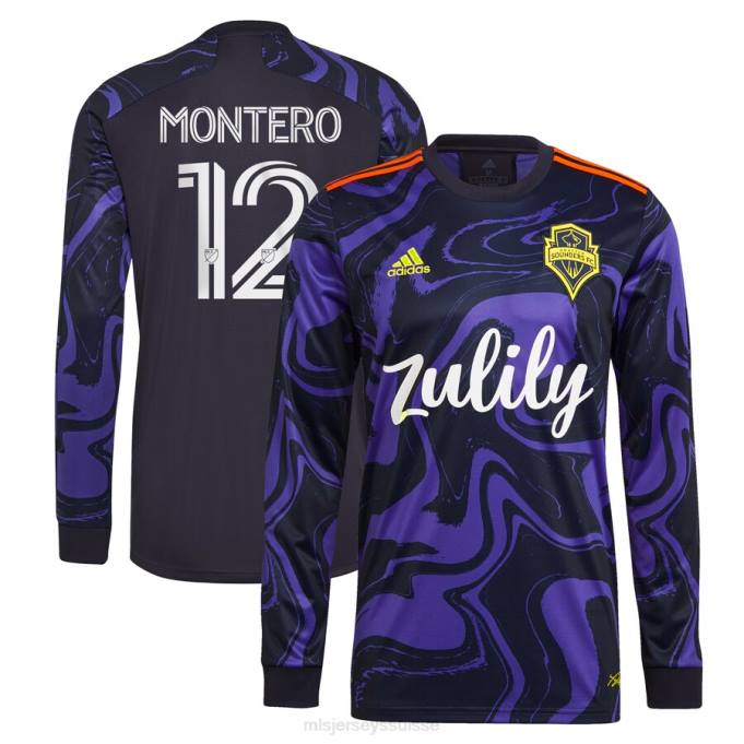 MLS Jerseys Hommes seattle sounders fc fredy montero adidas violet 2021 le kit jimi hendrix maillot de joueur réplique à manches longues XXTX932 Jersey