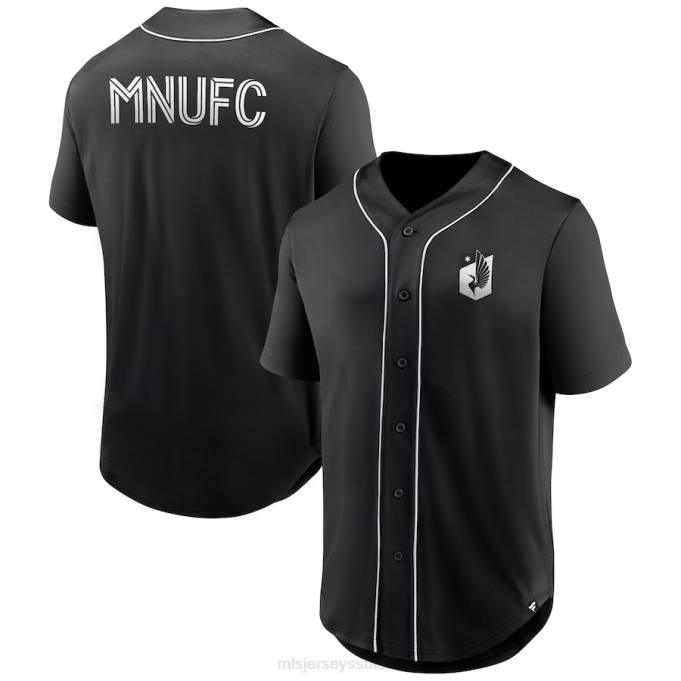 MLS Jerseys Hommes maillot boutonné de baseball noir de marque fanatiques du Minnesota United FC de troisième période XXTX245 Jersey