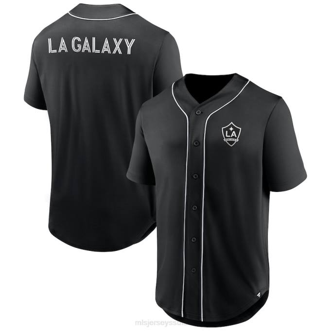 MLS Jerseys Hommes maillot boutonné de baseball noir de marque fanatiques de la galaxie de troisième période XXTX84 Jersey