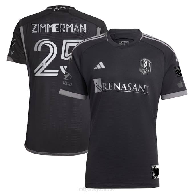 MLS Jerseys Hommes nashville sc walker zimmerman adidas noir 2023 homme en kit noir maillot de joueur authentique XXTX506 Jersey
