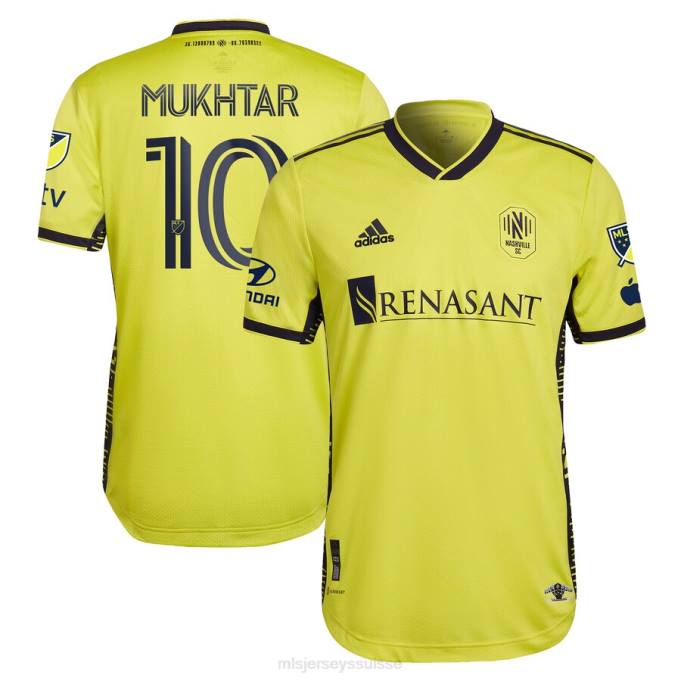 MLS Jerseys Hommes nashville sc hany mukhtar adidas jaune 2023 le kit de retour maillot de joueur authentique XXTX450 Jersey