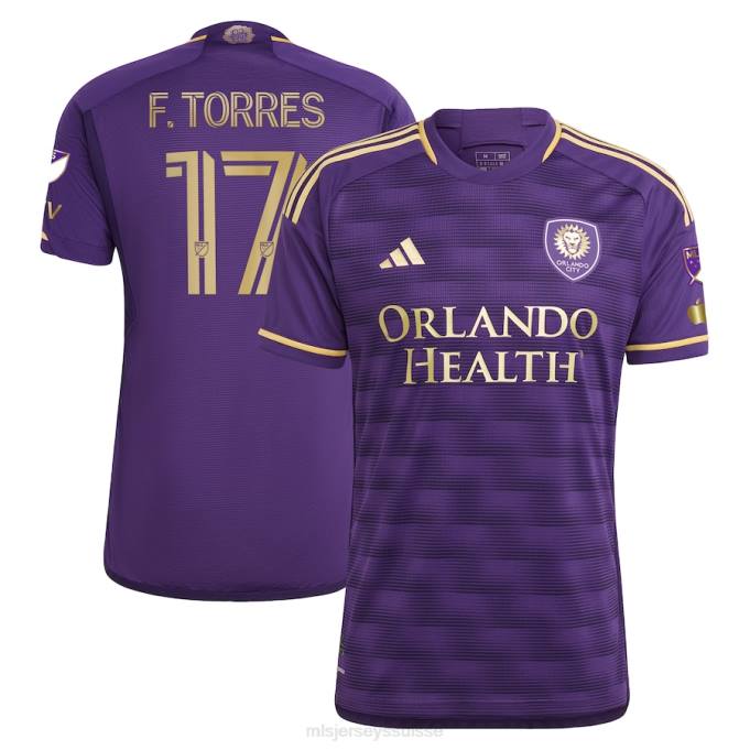 MLS Jerseys Hommes orlando city sc facundo torres adidas violet 2023 le kit mural maillot de joueur authentique XXTX1325 Jersey