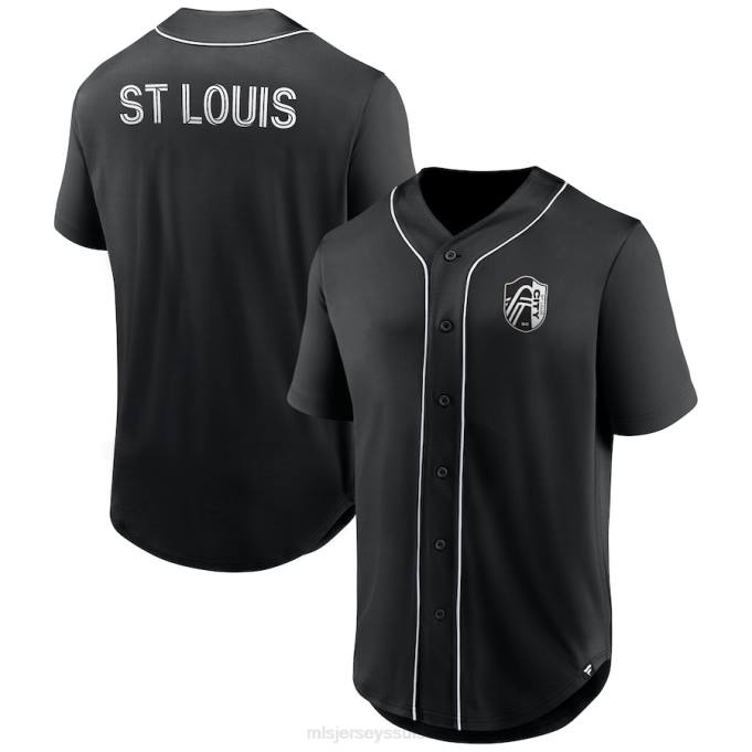 MLS Jerseys Hommes St. maillot boutonné de baseball noir de marque louis city sc fanatics troisième période XXTX76 Jersey