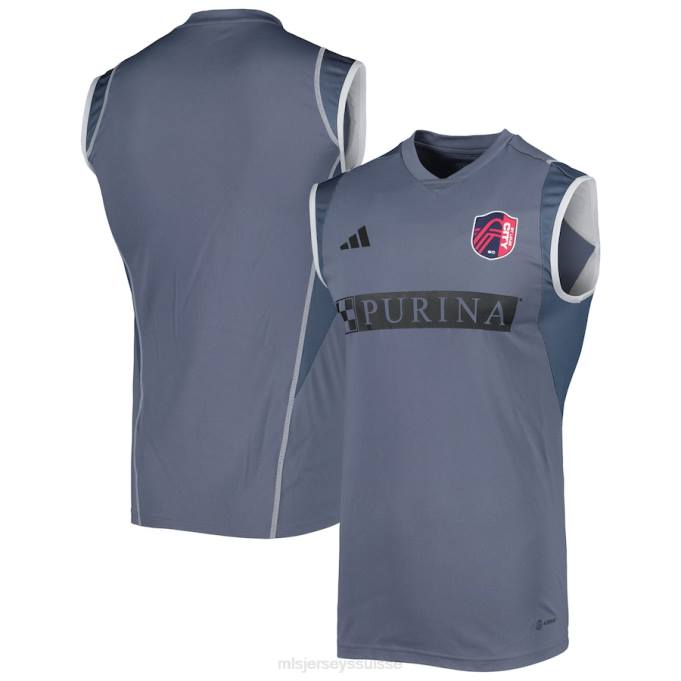 MLS Jerseys Hommes St. maillot d'entraînement sans manches louis city sc adidas gris 2023 sur le terrain XXTX247 Jersey