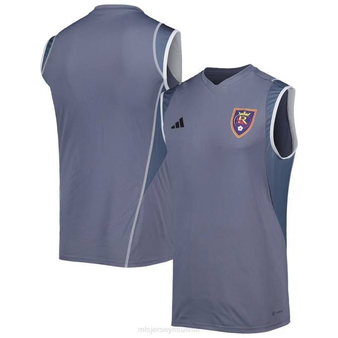 MLS Jerseys Hommes maillot d'entraînement sans manches sur le terrain Real Salt Lake adidas gris 2023 XXTX979 Jersey